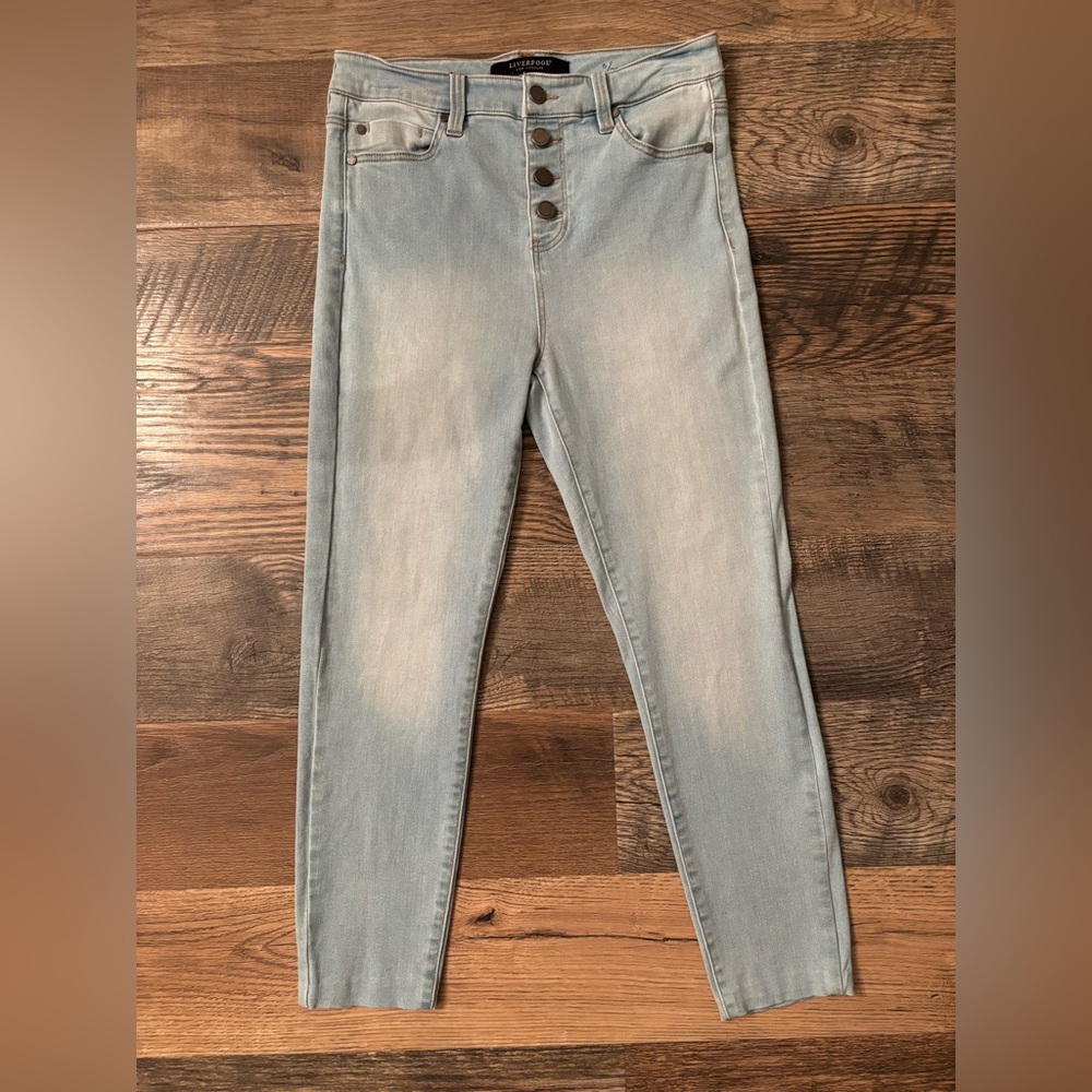 Liverpool Womens Jeans sz 6/28 Blue Denim High Rise The Ankle 4 Button Skinny